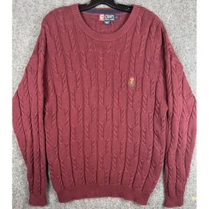 Vintage Chaps Ralph Lauren Cable Knit Jumper 90s  Men's L Heavyweight Burgundy